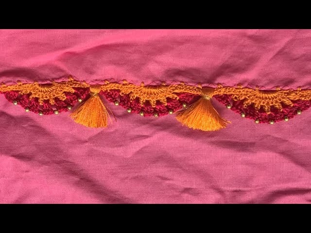 How to do saree kuchu.tassels.crochet with beads design