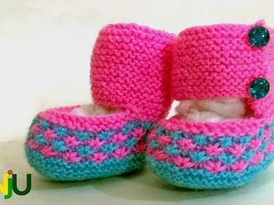 How to knit baby booties | baby shoes for 1-6 month baby