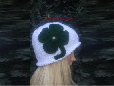 How to Knit St. Patrick's Day Hat. Four Leaf Clover Shamrock Hat Pattern #85│by ThePatternfamily