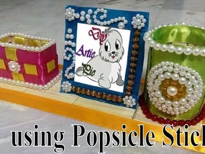 How to make a Beautiful & Attractive Pen Stand with Photo Frame | Popsicle Stick Craft | Diy
