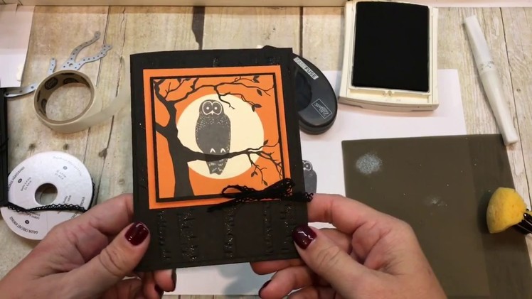 How to make a Spooky Cat Owl Card with several fun touches!
