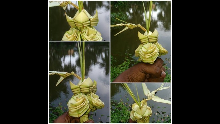 How to make beautiful palm flowers bouquet (coconut tree leaf)