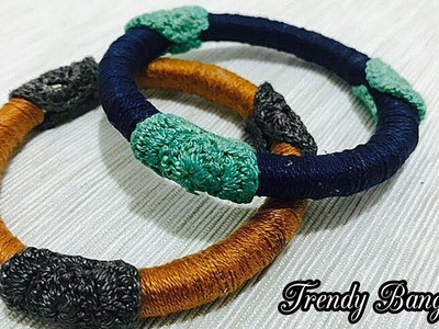 How to make Cotton thread bangles decorated with crochet work.recycle old bangles.