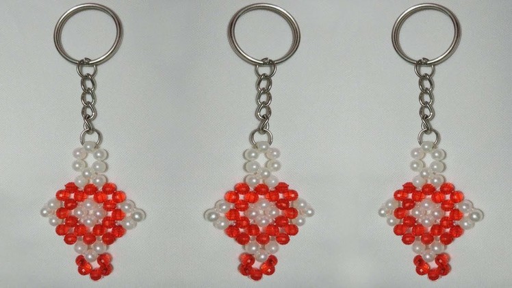 How to make crystal beads key chains | DIY key ring making at home