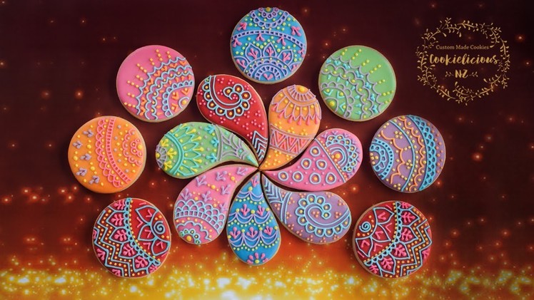 How to make DIWALI Decorated Cookies - Beautiful & COLOURFUL Cookies