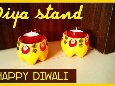 How To : Make Diya Stand (Diya Stand Decoration) Best Out Of Waste | Plastic Bottle Candle Holder