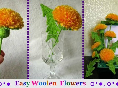 How to make Easy Woolen Flowers step by step|Handmade woolen thread flower making -,marigold flower