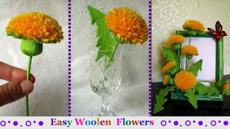 How to make Easy Woolen Flowers step by step|Handmade woolen thread flower making -,marigold flower