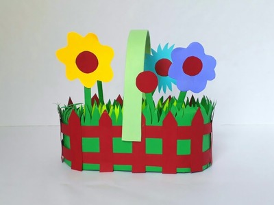 How to make Flower Basket with cardboard and papers