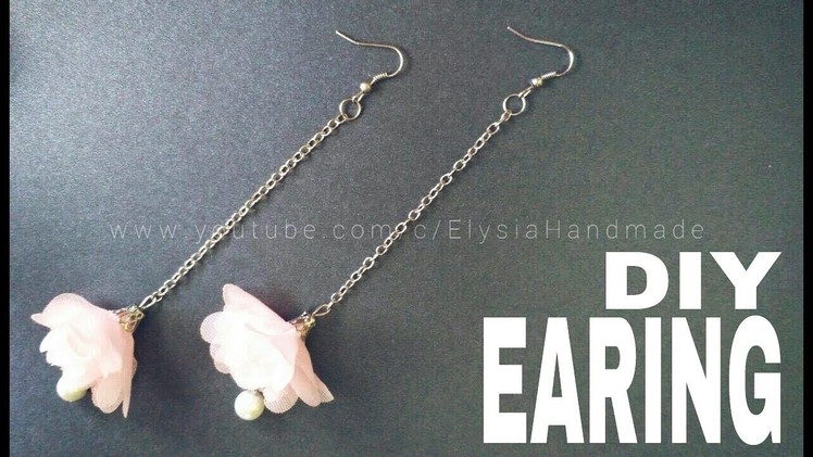 How To Make : Flower Earring Eith Chiffon Frill | DIY by Elysia Handmade