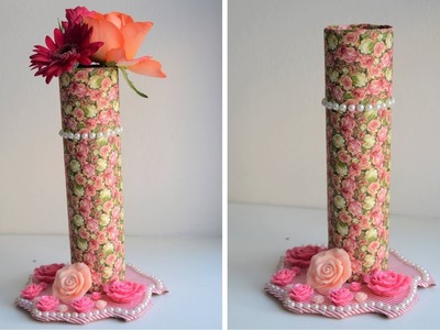 How to make Flower Vase with Paper Roll and Cardboard | DIY Flower Vase | Best Out of Waste
