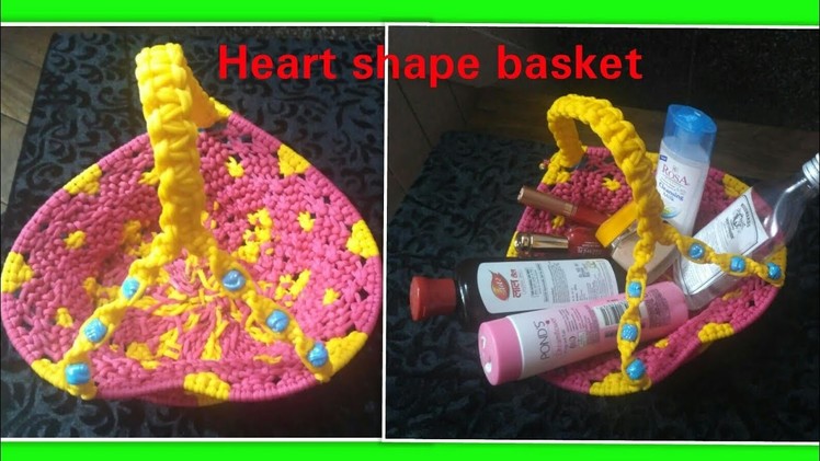 How to make macrame heart shape makeup basket at home.
