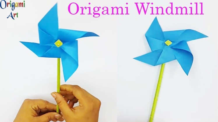 How to make paper windmill- paper pinwheel- easiest origami for kids