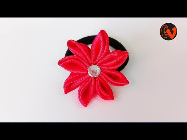 How to Make Satin Ribbon Flower. Satin Ribbon Flower Hair Band. Tutorial