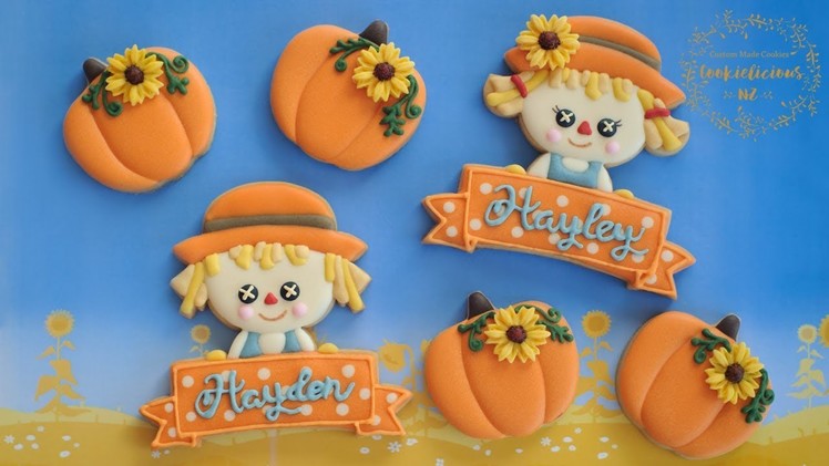How to make SCARECROW COOKIES with name banner - BOY & GIRL SCARECROWS