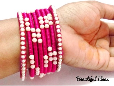 How to Make Silk thread Designer Bangles.Pearl Designer Bangles. thread Bangles making easy method