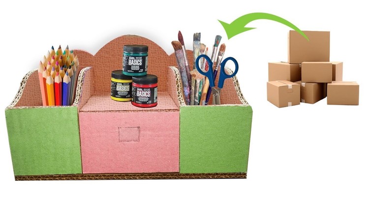 How to make simple DIY Desk organizer out of cardboard
