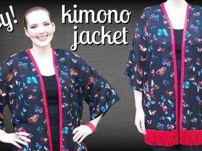 How to Sew a Kimono Jacket Easy | DIY Fringe Kimono Cardigan