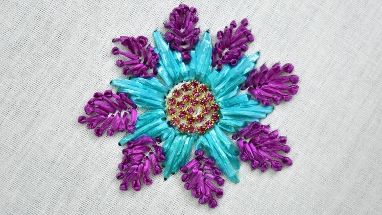Learn how to make Beautiful Flower using Raffia Ribbon | Hand Embroidery Tutorial for beginners