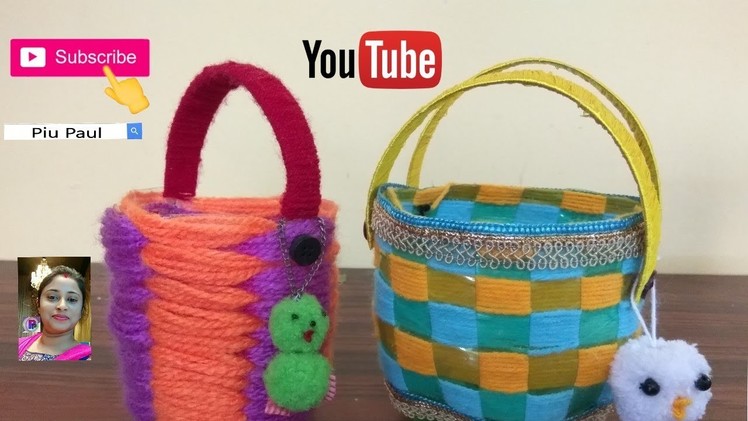 Make mini basket using plastic bottle.How to make plastic bottle basket
