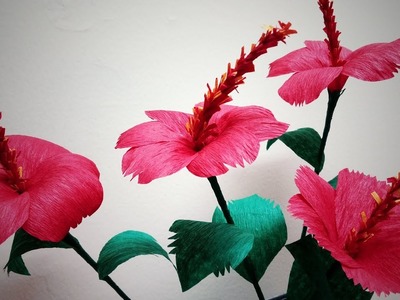 Paper Flower | How To Make Hibiscus Flower With Crepe paper | DIY Flower | Origami Hibiscus