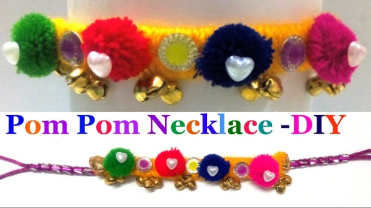 Pom Pom necklace making |  How to make  pom pom Necklace - navratri  Garba.dandia special