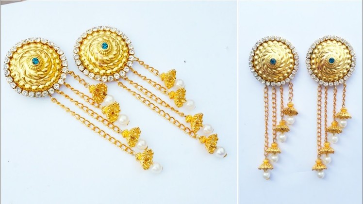 Simple And Easy Earrings Making At Home |How To Make Designer Pearls Hangings|DIY|Bahubali Earrings