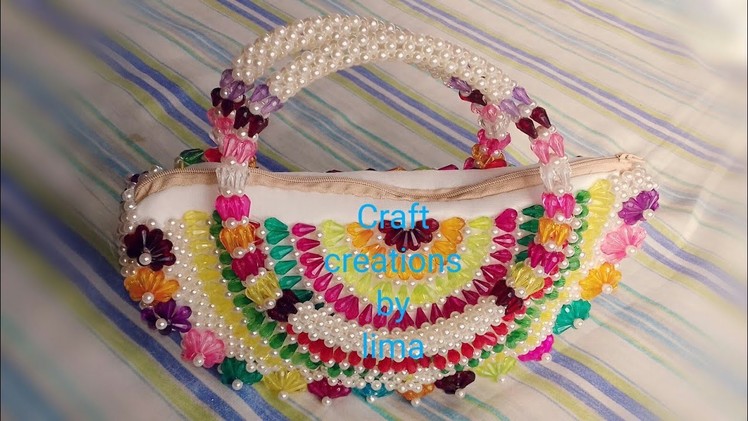পুতির অর্ধচন্দ্র ঢেউব্যাগ||How to make beaded half moon bag||Hand purse||Diy craft