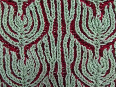 Tulips, two-color brioche stitch knitting pattern + free chart
