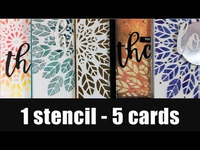 1 stencil - 5 cards | Using different mediums