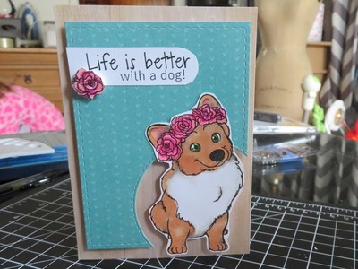 Die Cut Corner Handmade Card Flynne's Puppies Dog Stamps from JessicaLynnOriginal