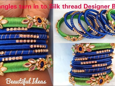 DIY.How to Make Old Bangles turn in to New Silk thread Designer Bangles. Bridal Bangles.Reuse Ideas