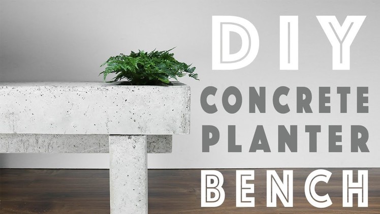 DIY Modern Concrete Bench | Built-In Planters