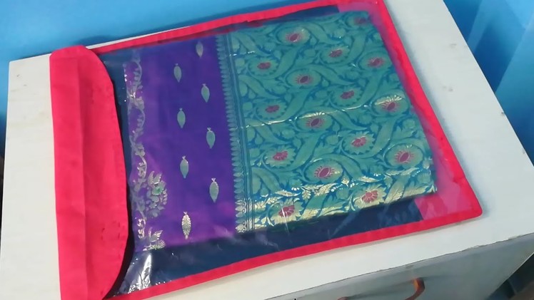 DIY Saree Organizer.Cover from Shopping Bags - Saree Organization Idea