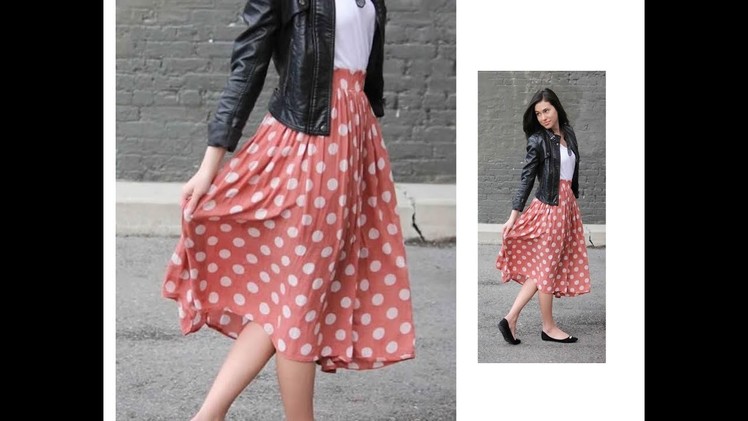 Elastic gathered Midi Skirt making in just 2 Steps - Very Simple & Easy - Complete Tutorial