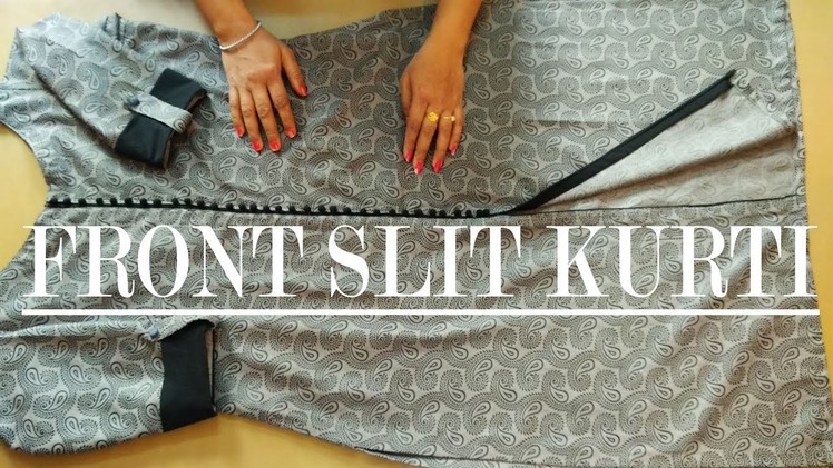 Front slit designer kurti cutting and stitching part -1