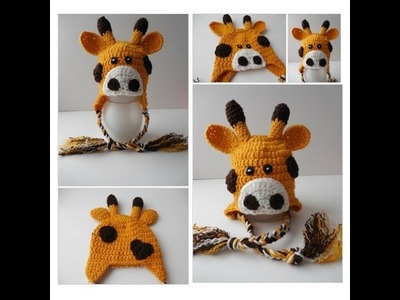 Giraffe Animal Hat - Giraffe Earflap Hat - Baby to Adult