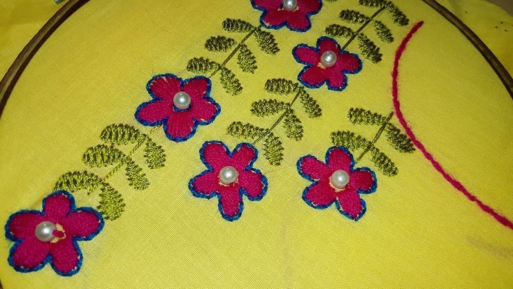 Hand Embroidery: Boatneck Embroidery For Blouses.Churidar.kameez design.