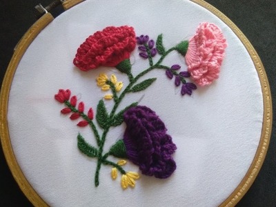 Hand Embroidery - Carnation Flower Stitch Hand Embroidery For Beginners