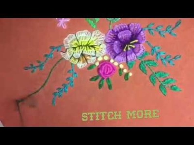 Hand embroidery easy stitch how to make Buttonhole stitch flower