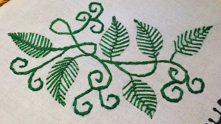 Hand Embroidery : Feather Stitch Leaf