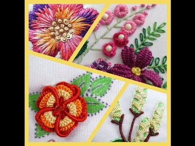 Hand embroidery flower design hand work stitch flower designs