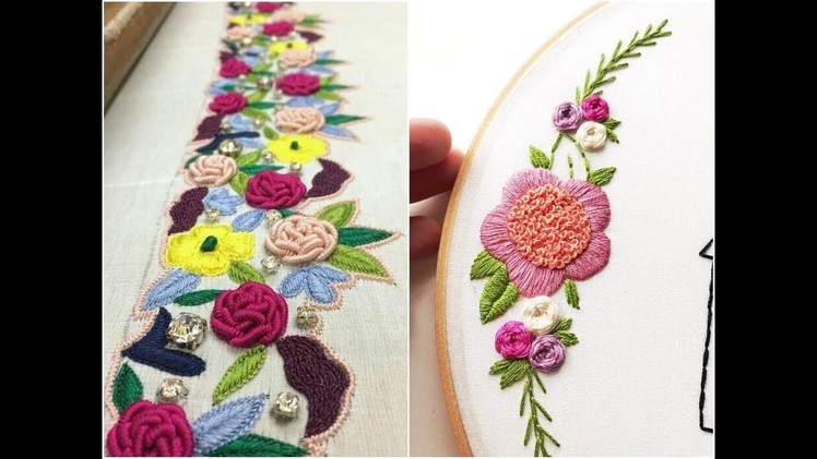Hand embroidery flower designs by hand work 2018 flower designs
