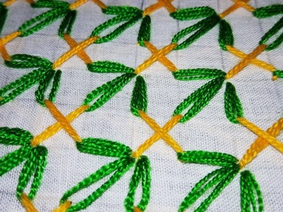 Hand Embroidery leaf design for nakshi katha | cushion cover | plow cover design video tutorial.