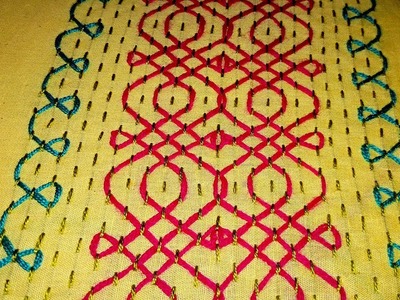 Hand Embroidery new style nakshi katha design and border line design.