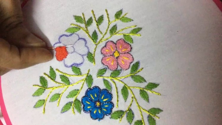 Hand embroidery - Romanian stitch flower designs