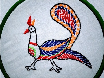 Hand Stitch - Traditional Nakshi kantha Stitch (Pea -Cock ) Pattern