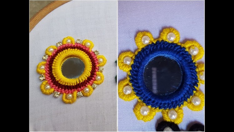 Hand work rajasthani  mirror work design embroidery stitch by shisha work
