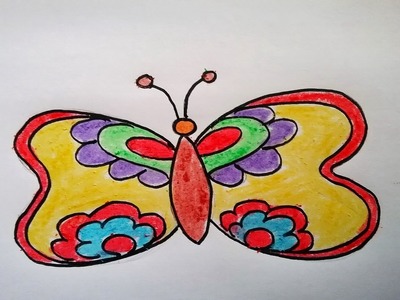 How to draw butterfly easy for kids. Drawing colourful butterfly for kids