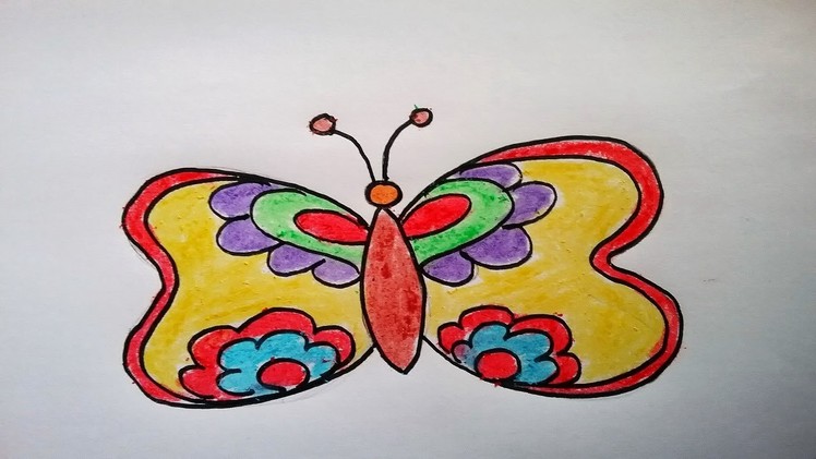 How to draw butterfly easy for kids. Drawing colourful butterfly for kids